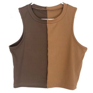 📍 SHEIN Tank Top Brown Color Block Women’s Size Large